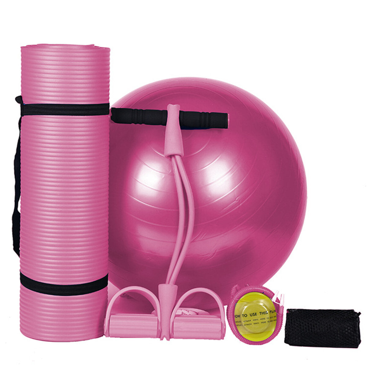 3Pcs/Set Body Shaping Fitness Yoga Ball + Yoga Mat Pad + Pedal Puller Latex Abdominal Trainer