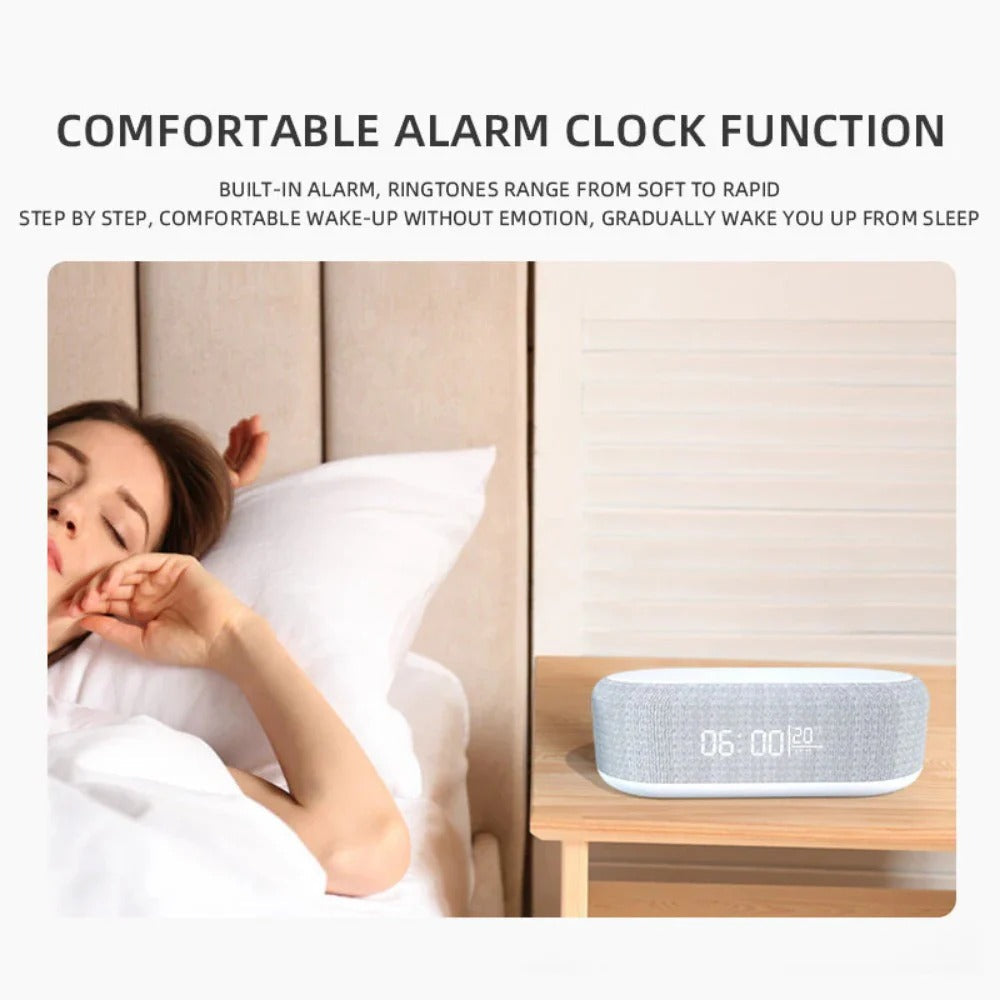 15W Wireless Charger Alarm Clock Light Bluetooth Speaker for Qi Phones