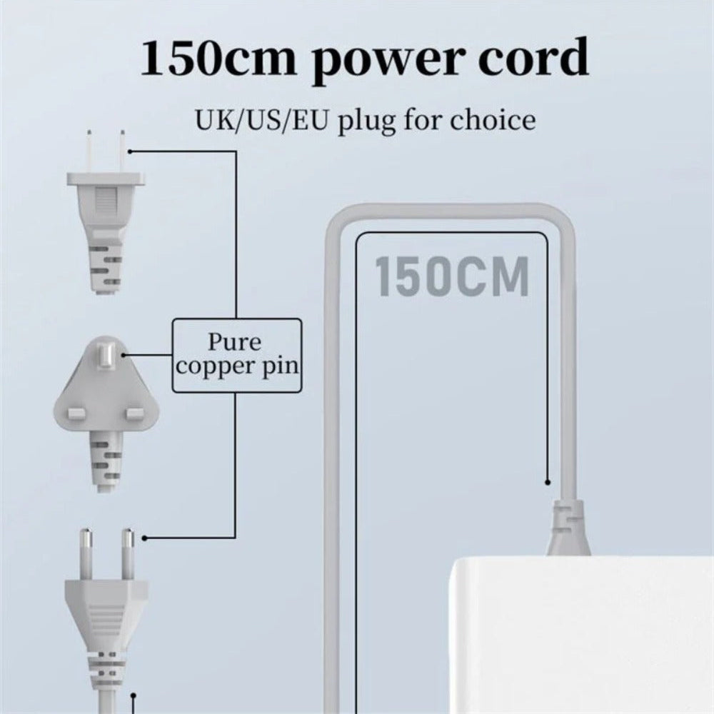 120W 6-Port USB Charger: 3 USB-A + 3 USB-C Fast Charging Station for iPhone, Hui, Samsung, Xiaomi