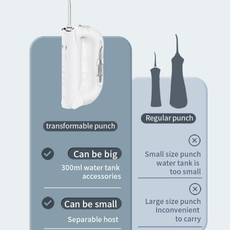 Portable Oral Irrigator Water Flosser – Multi-Function Dental Water Jet with 300ML Tank, Detachable Cleaner, Rechargeable, Waterproof for Superior Oral Hygiene