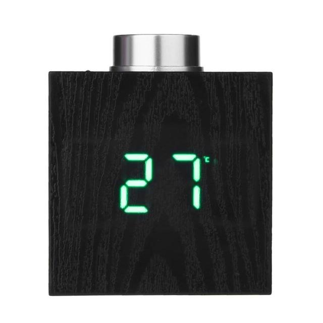 Wooden Grain LED Knob Digital Electronic Creative Thermometer Hygrometer USB Charging Temperature and Humidity Measure