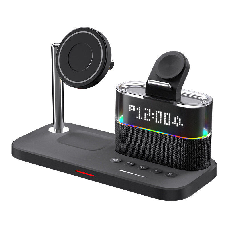 5-in-1 15W Magnetic Wireless Charger with Night Light & Alarm Clock for iPhone, Hui, Xiaomi, Earphones, Smart Wristbands