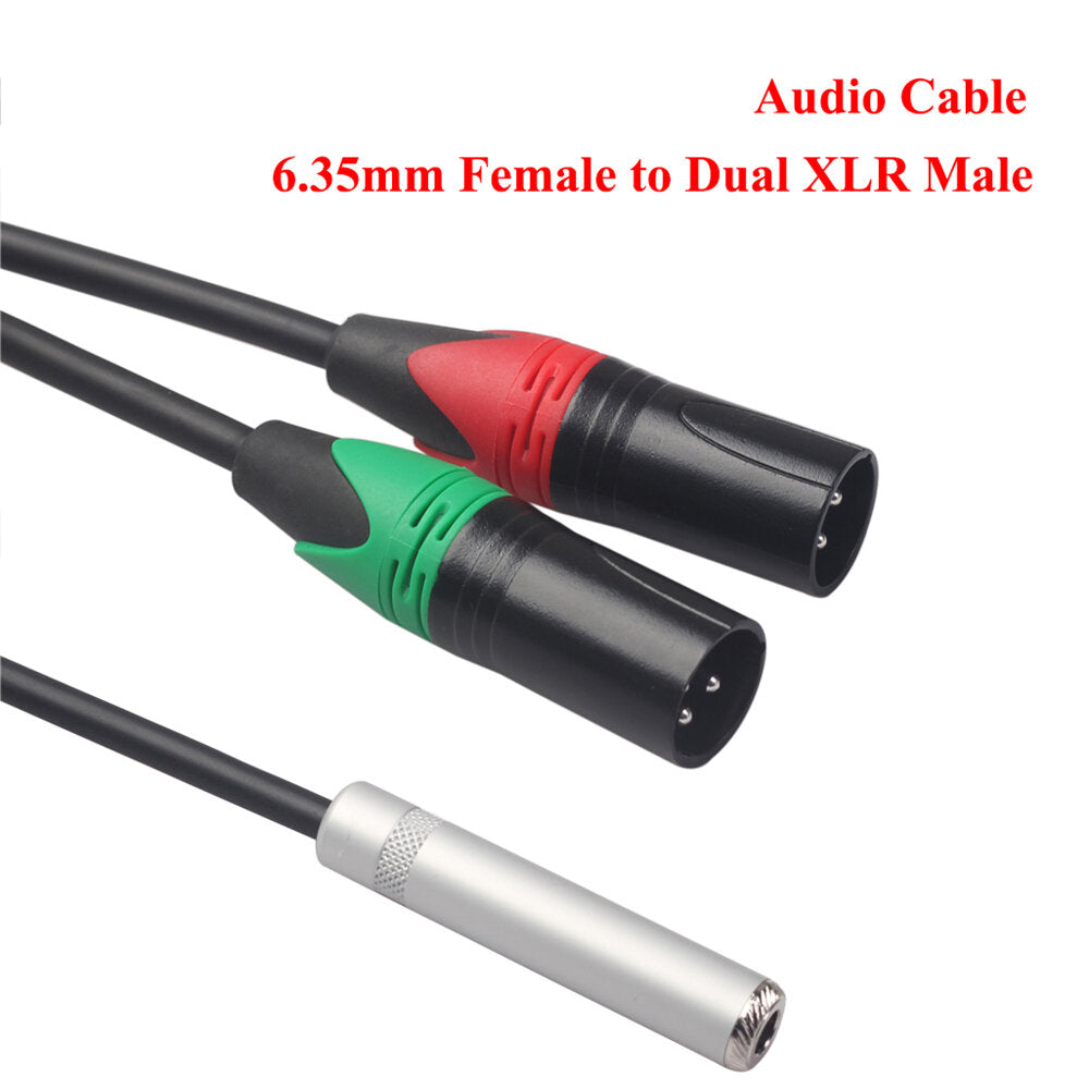 Audio Cable 6.35mm Female to Dual XLR Male Audio Conversion Line 0.3m Microphone Cable