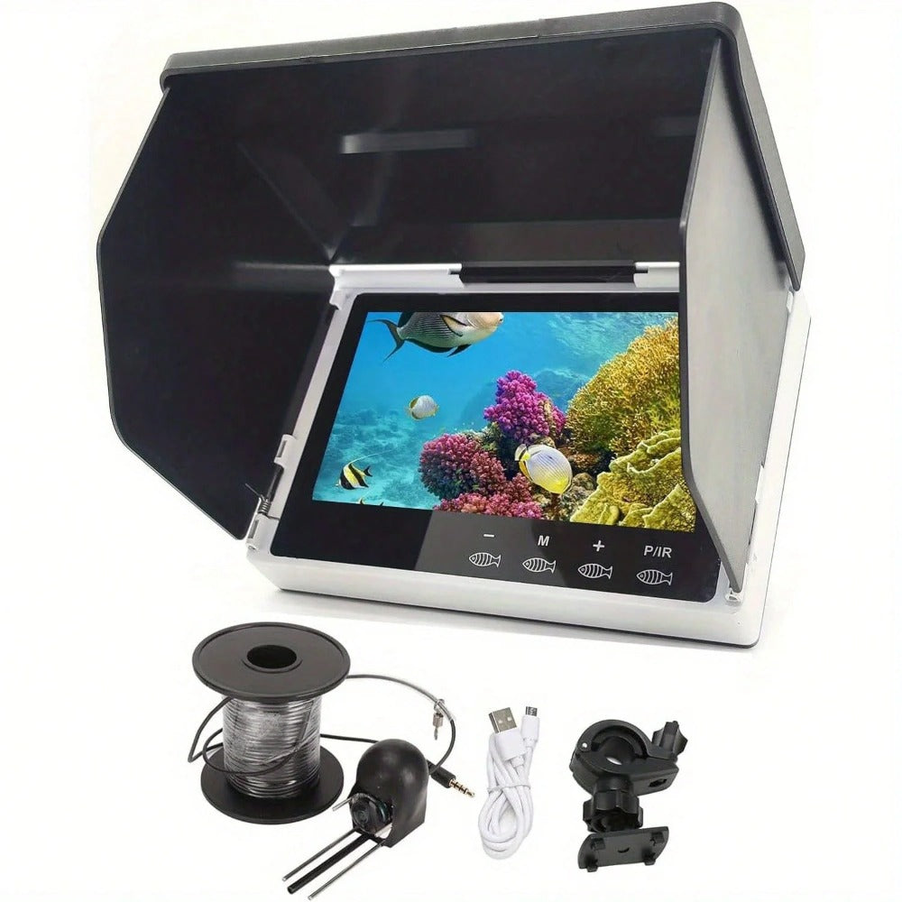 5" Underwater Fishing Camera, Portable HD Fish Finder with LCD Monitor, IP67 Waterproof, 30m Cable