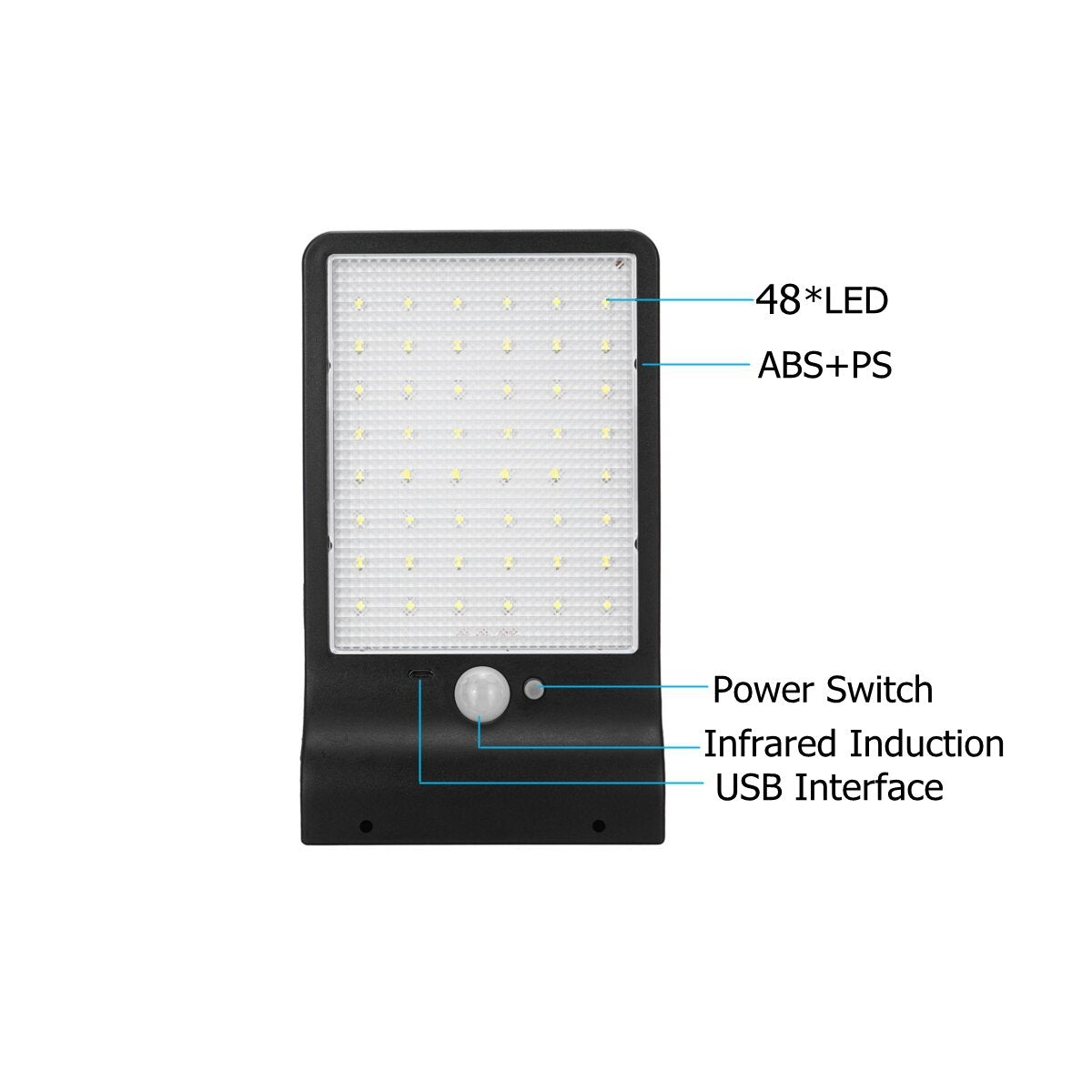 48 LED Solar Light Waterproof Human Body Induction PIR Motion Sensor Outdoor Garden Wall Fence Lamp With/Without Mounting Pole