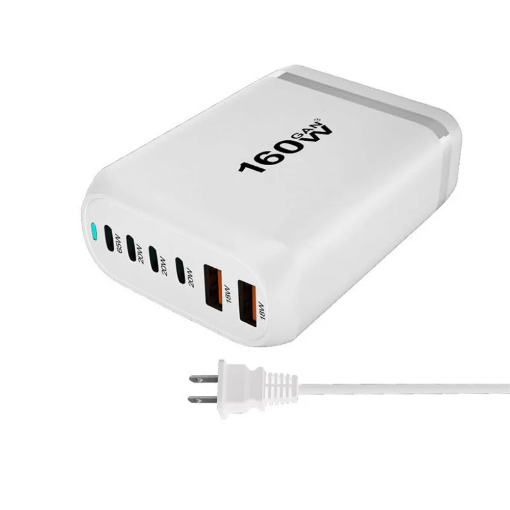 160W GaN 6-Port USB PD Charger, Fast Charging Station for iPhone, Hui, Samsung, Xiaomi