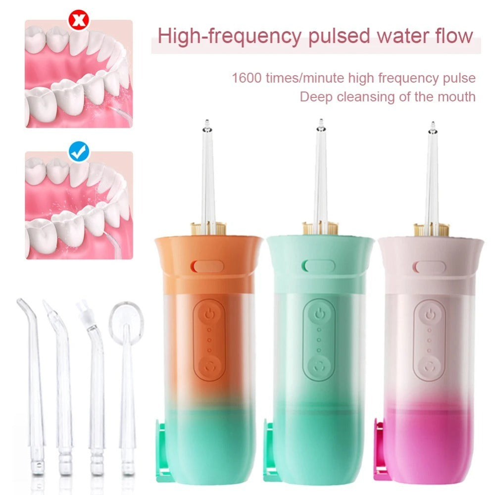 Pocket Water Flosser | 230ml Dental Irrigator - Mini Travel Oral Cleaner with 3 Modes for Braces