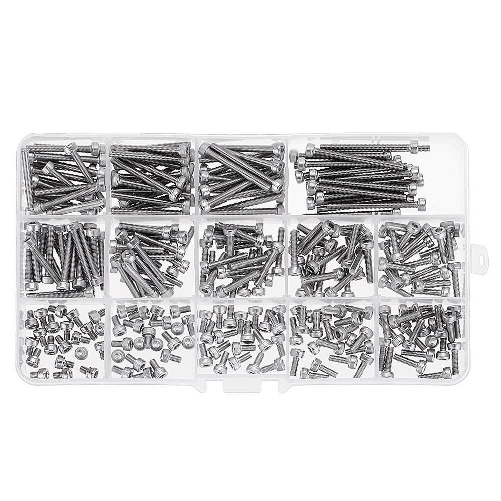 280Pcs M3 304 Stainless Steel Hex Socket Cap Head Screw Bolts Assortment Set