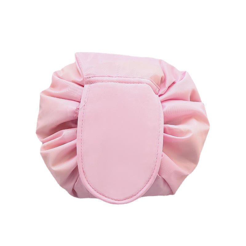 Polyester Solid Color Drawstring Cosmetic Bag Travel Portable Lazy Storage Bag