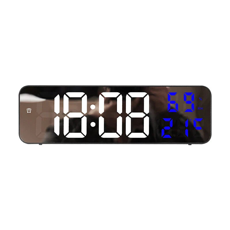 Digital Wall Clock with LED Display, Auto Brightness, Temperature & Humidity Monitor, 12/24H - Ideal for Home, Office, Classroom