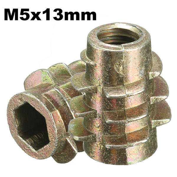 5Pcs M5x13mm Hex Drive Screw In Threaded Insert For Wood Type E