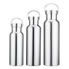 500ml 600ml 800ml Water Bottle 304 Stainless Steel Wide Mouth Vacuum Cup With Outdoor Carabiner