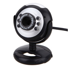 USB Computer Video Camera 6 LED Lights 30W Webcast Webcam Video Conference Camera Built-in Microphone,720P