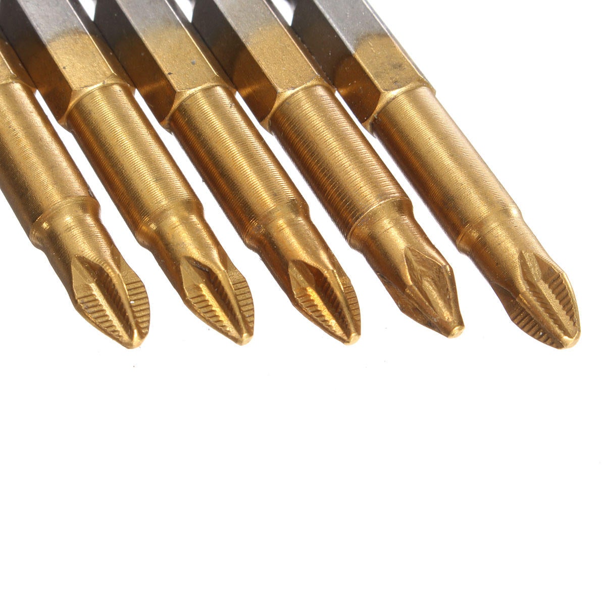 5pcs 50mm Titanium Coated 1/4 Inch Hex Shank PH2 Magnetic Anti Slip Electric Screwdriver Bit Set