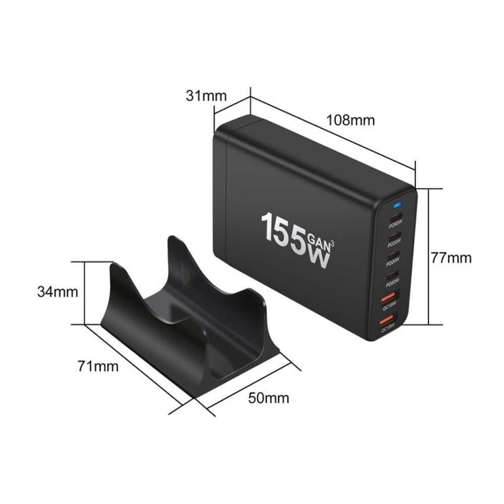 200W GaN 6-Port USB PD Charger Fast Charging Station for iPhone, Hui, Samsung