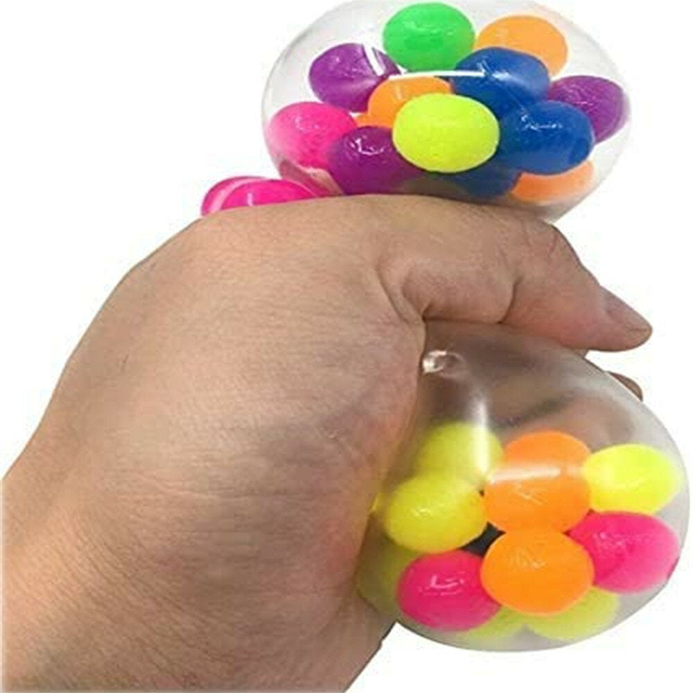 Silicone Stress Relief Rainbow Squeeze Balls Toy for Kids and Adults