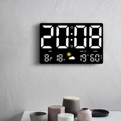 Large Digital LED Wall Clock: Remote, Auto Brightness, Temp/Humidity, Date, Week, 12/24H - Home, Office, Classroom