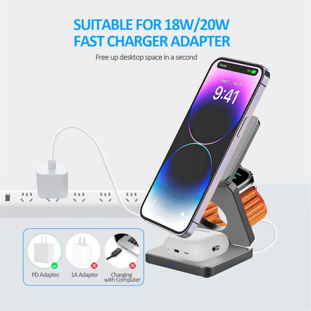 Magnetic Wireless Charger 15W/10W/7.5W/5W/2.5W Fast Charging for iPhone, Hui, Xiaomi, Apple Watch, AirPods