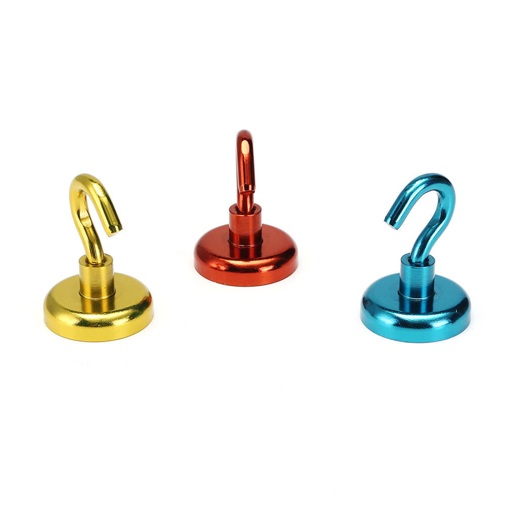 32mm 34KG Magnetic Hook Holder Neodymium Magnet Red/Yellow/Blue Hook Magnet