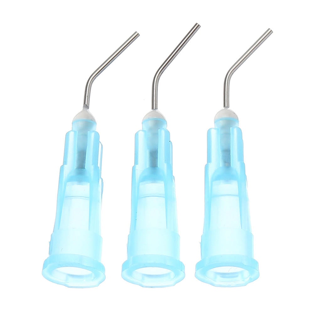 100pcs Irrigation Bent Needle Tips Flat Teeth Needle Dental Flow Sealant Composite Resin Acid Reagen