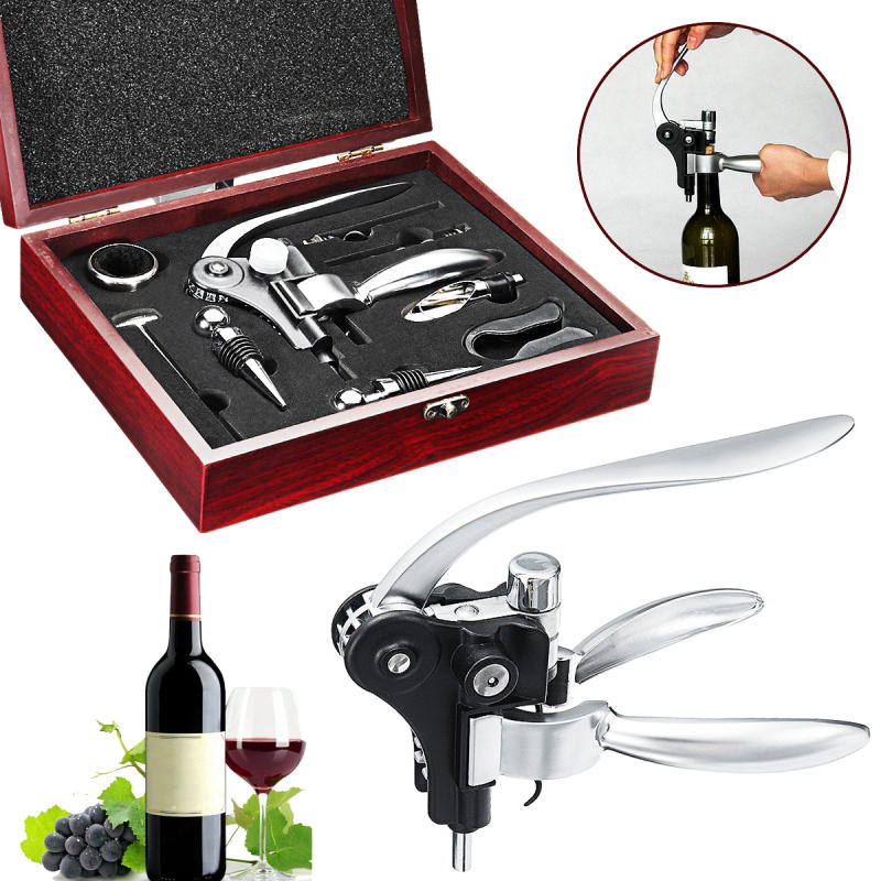 10 Piece Wine Opener Bottle Opener Corkscrew Cap Removal Tool Set  Wooden Box