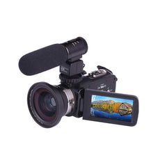 4K Video Camera Camcorder with 18X Zoom, 48MP Vlogging, 3.0-Inch Touchscreen, Mic, Remote, Night Vision, 2 Batteries