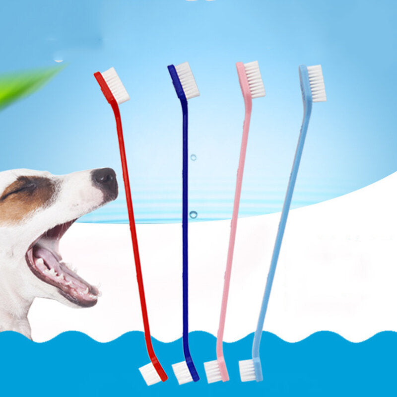 Double Head Dog Toothbrush Nylon Wire Dog Paw Print Toothbrush Pet Supplies for Dog Oral Cleaning