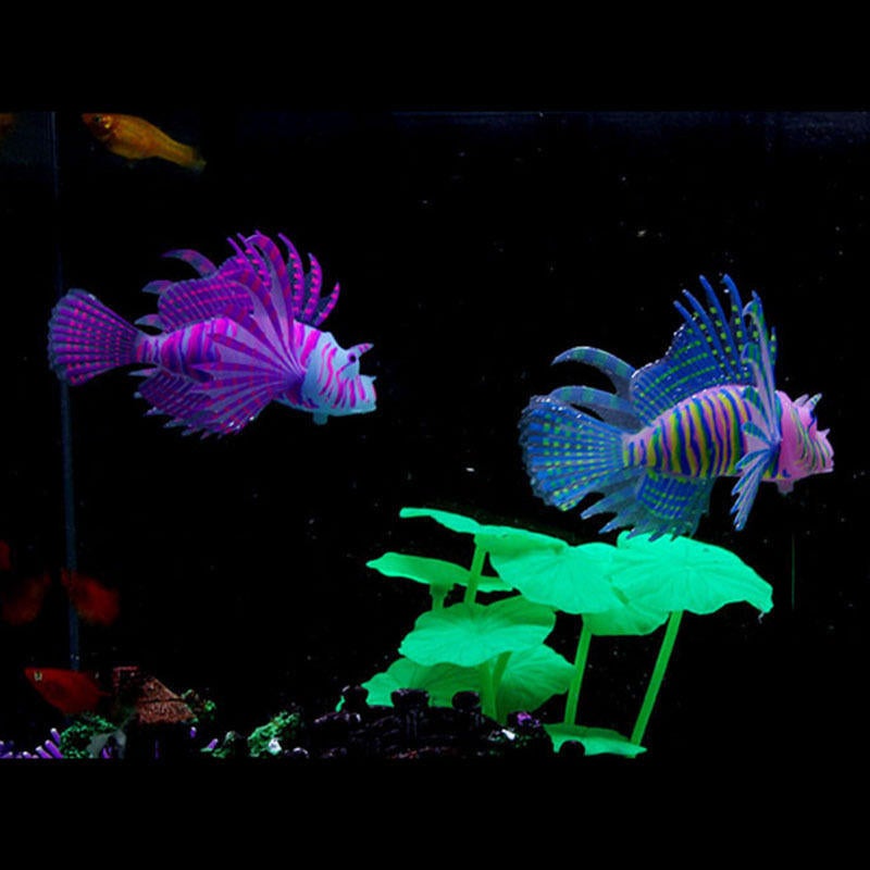 Glow In The Dark Artificial Aquarium Lionfish Ornament Fish Tank Jellyfish Decorations