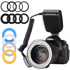 Macro LED 3000-15000K Ring Flash Light with 8 Adapter Ring 48pcs