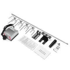 4W Stainless Steel Rotisserie BBQ Spit Rod Grill Roaster Camping BBQ Tools Set
