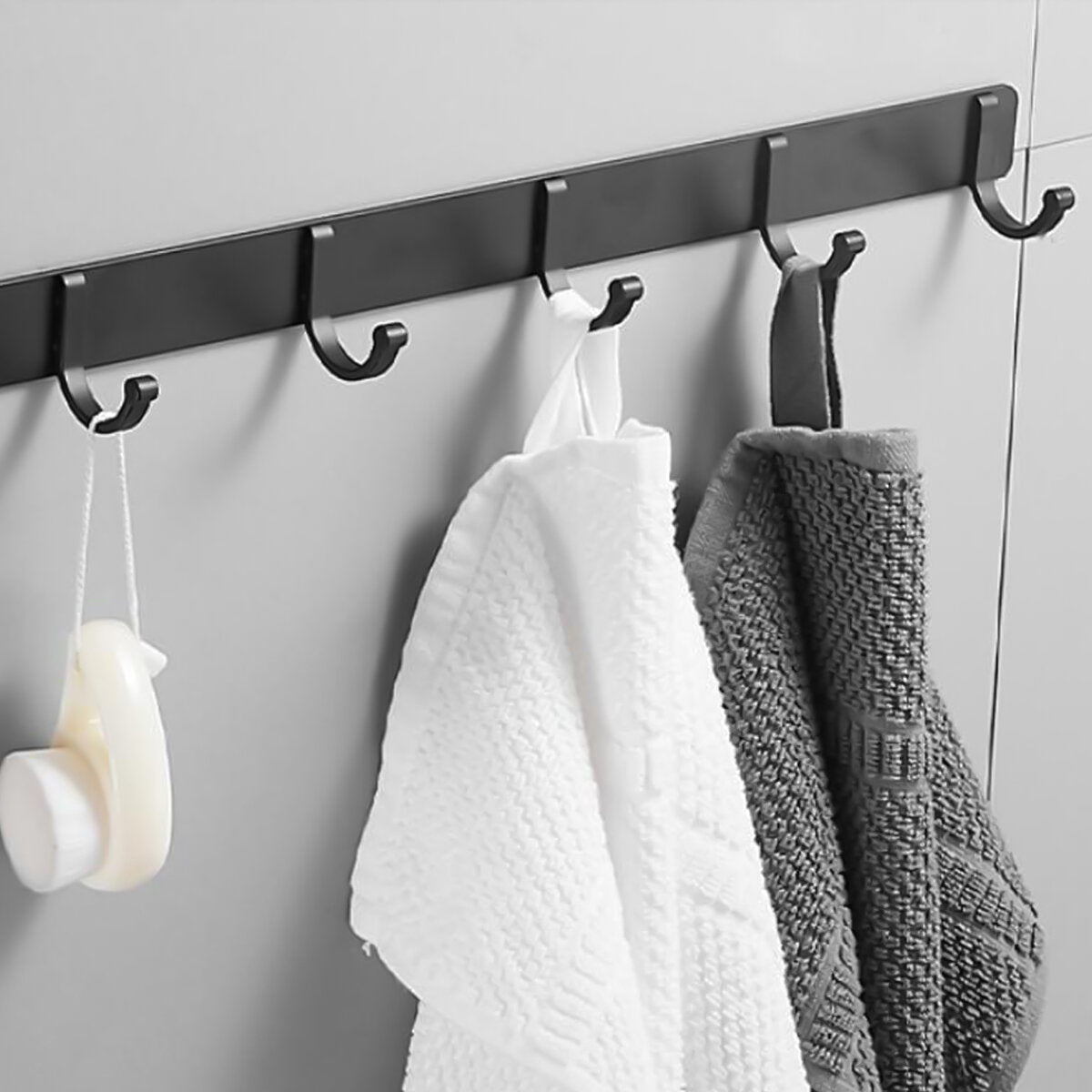 Black Space Aluminum Hook Wall Mount Hook Hanger Coat Towel Hat Clothes Rack