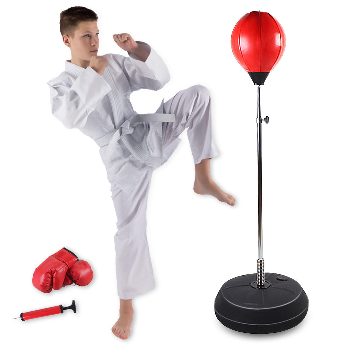 120-150cm Adjustable Boxing Training Target Freestanding Punch Bag Adults Boxing Back Base Gloves Pump