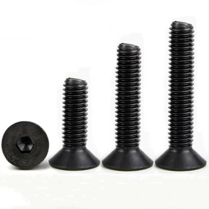 50Pcs M5 Hex Socket Countersunk Flat Head Screw Carbon Steel 10.9 Grade 6/8/10/12/14/16/18/20/25/30/35/40mm Optional