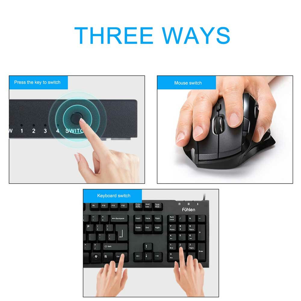 8 In 1 Out 8 in 4 Out HDMI HUB Switcher Box Support 4K@30Hz for 8 PC Share Keyboard Mouse Converter