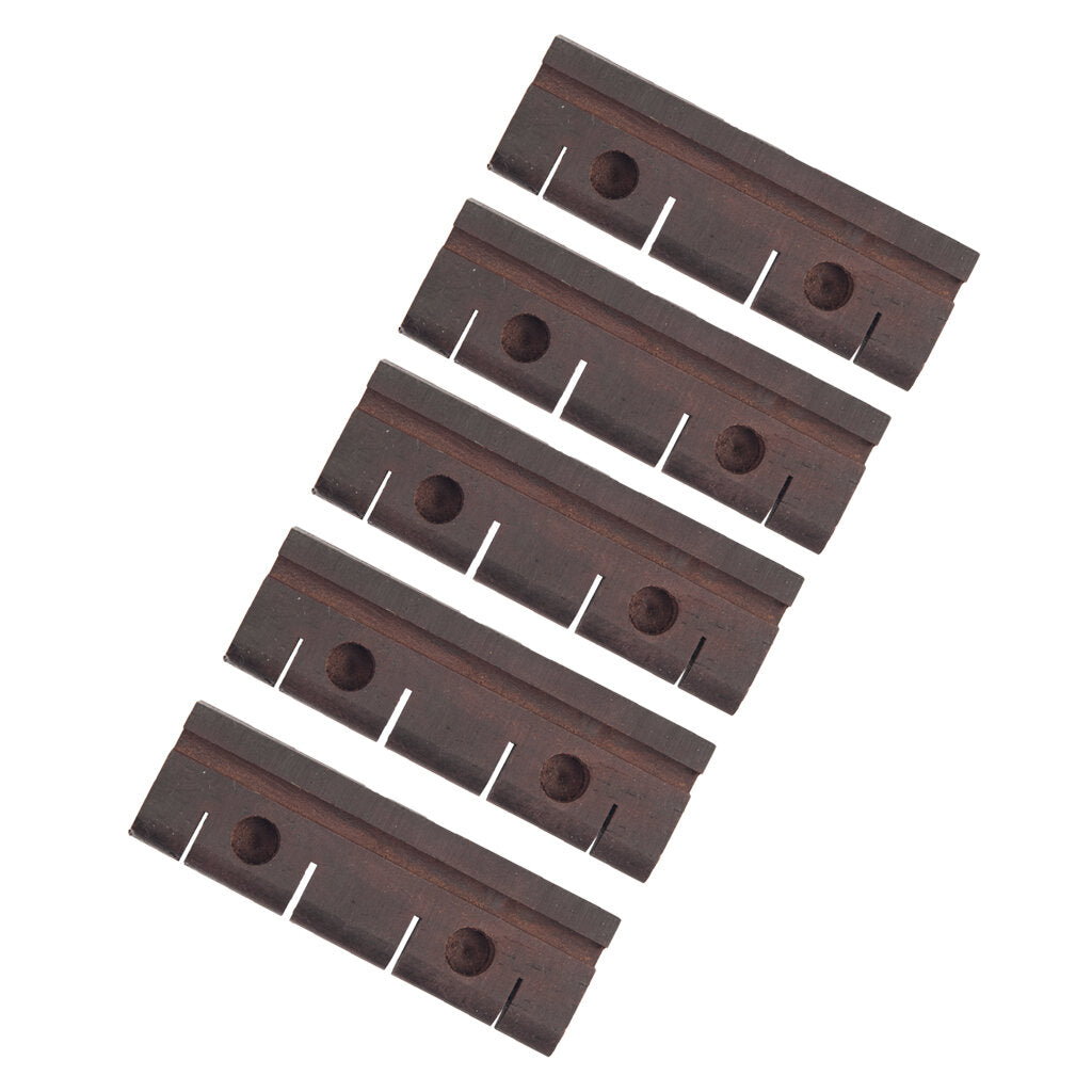 5pcs/ 1set Rosewood Uke Bridge Ukulele Parts Accessories Slotted Soprano Ukulele Bridge Dimensions