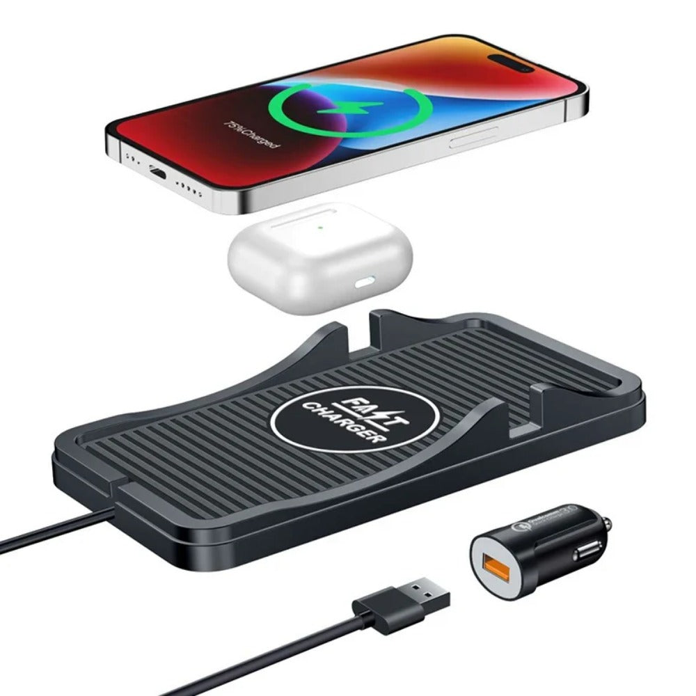 15W Fast Wireless Car Charger for iPhone 15 - Automatic Clamping Phone Holder