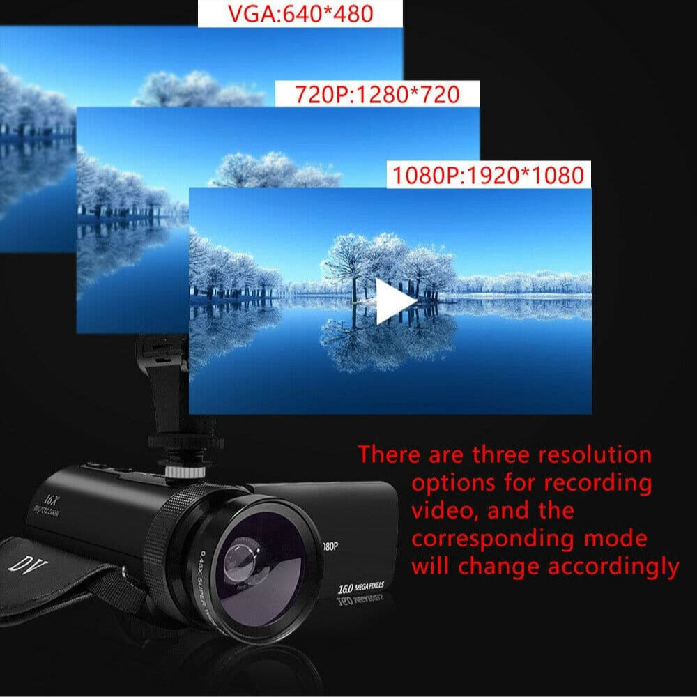 HD 1080P Digital Video Camera Camcorder with Microphone, 16MP Photography