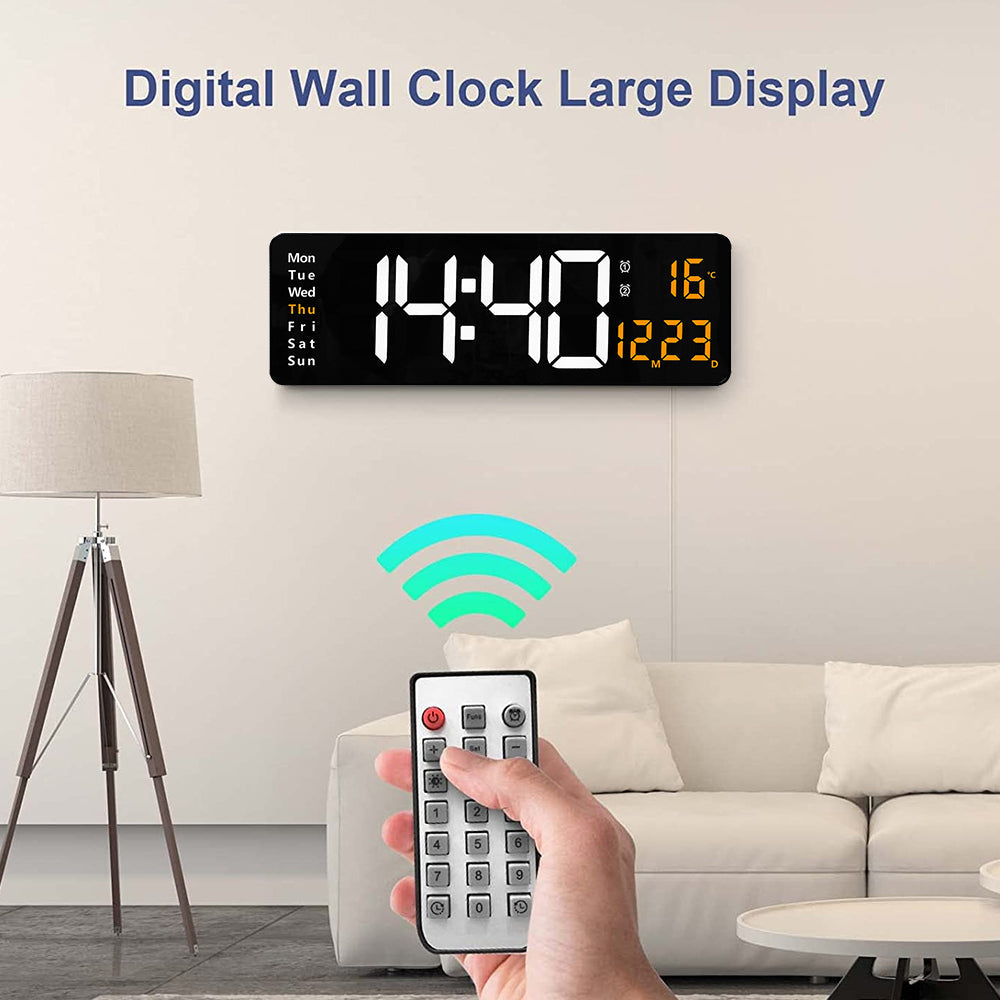 16-Inch LED Digital Wall Clock with Remote, Auto Brightness, Temperature, Date, Week Display - Ideal for Home, Office, Classroom