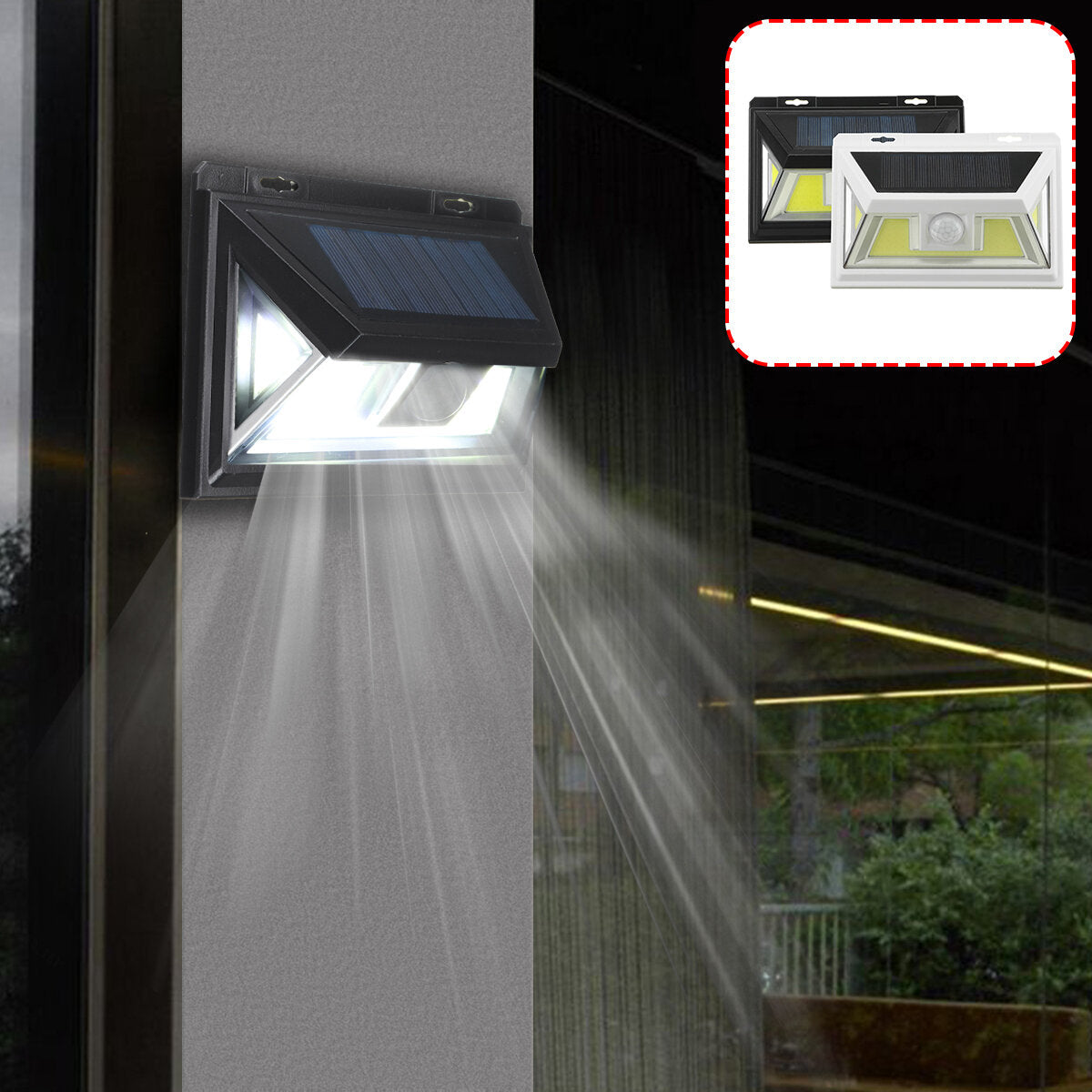 74 LEDs Solar PIR Motion Sensor Light Outdoor Garden Security Wall Bright Light