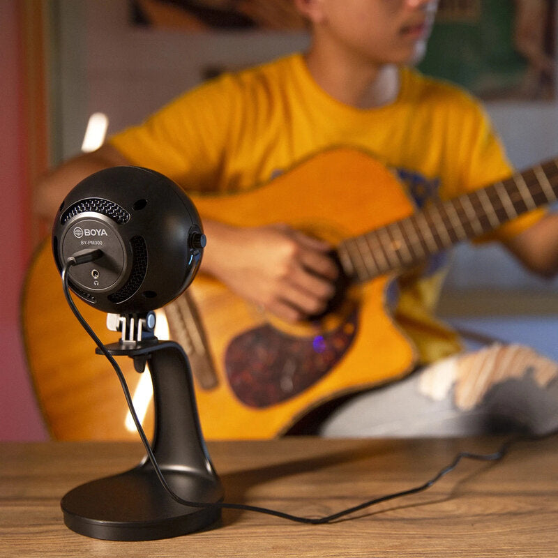 Professional Desktop USB Microphone with Gain Control Type-C/3.5mm Output for PC Computer Recording Live Streaming Gaming