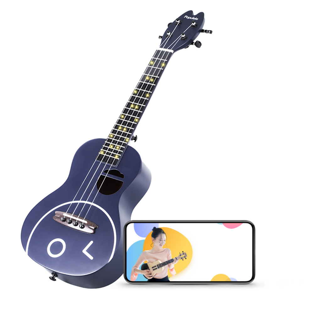 Concert Ukulele 23 Inch 4 Strings Smile Face Version Smart APP Built-in LED for Beginner