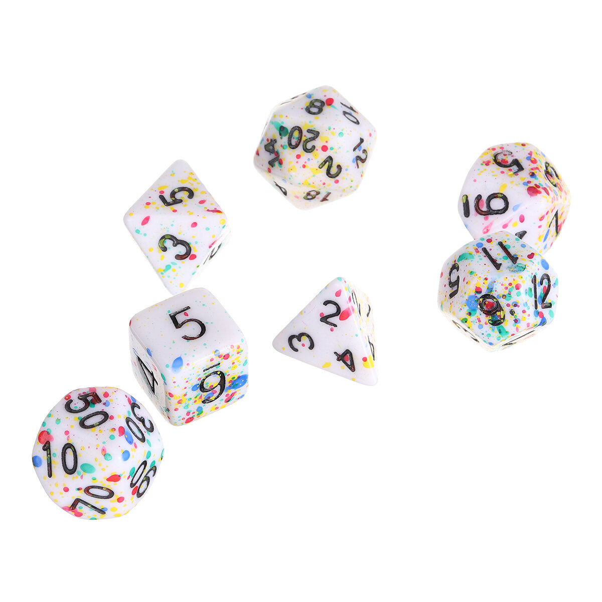 7Pcs Acrylic Polyhedral Dice Set Colorful Board Game Multisided Dices Gadget