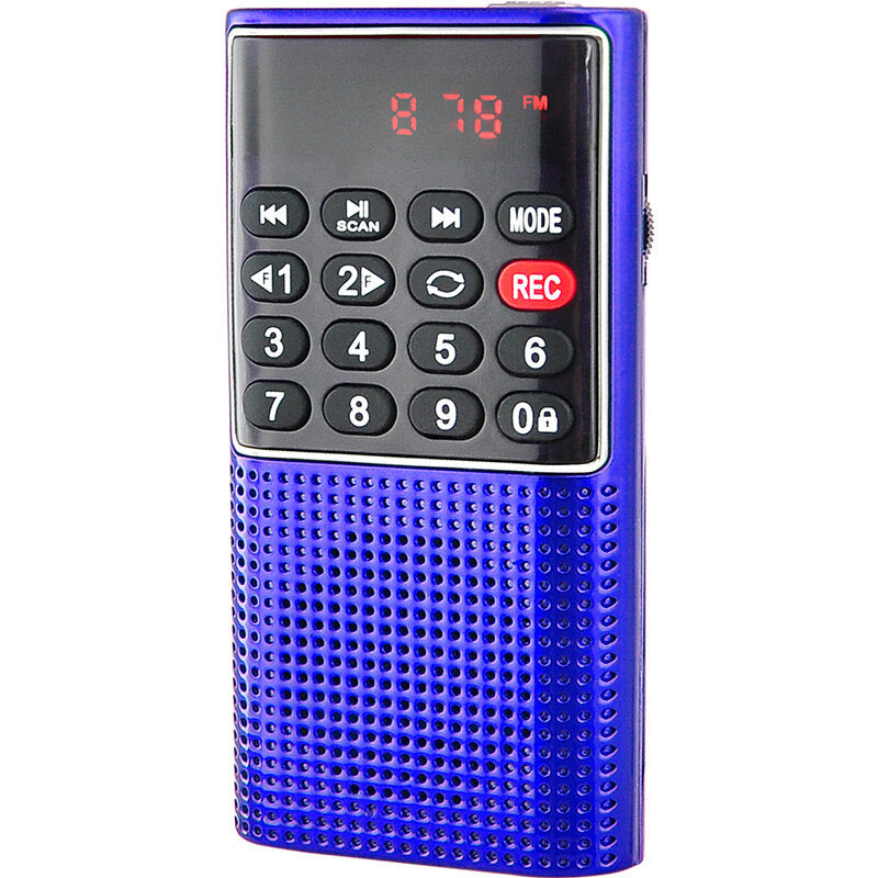 Mini FM Radio Portable Speaker Music Player with Headphone Jack Support Recording TF Card AUX Folders Play