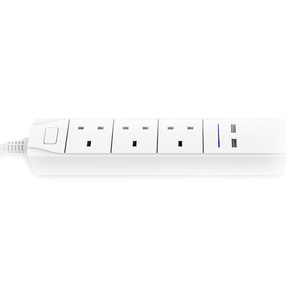 Smart WIFI APP Control Power Strip with 3 UK Outlets Plug 2 USB Fast Charging Socket App Control Work Power Outlet