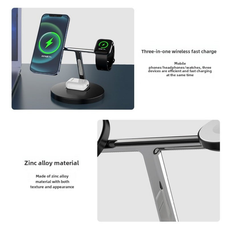 Fast Wireless Magnetic Charger Stand for iPhone 12-14, Samsung S23, Apple Watch, AirPods