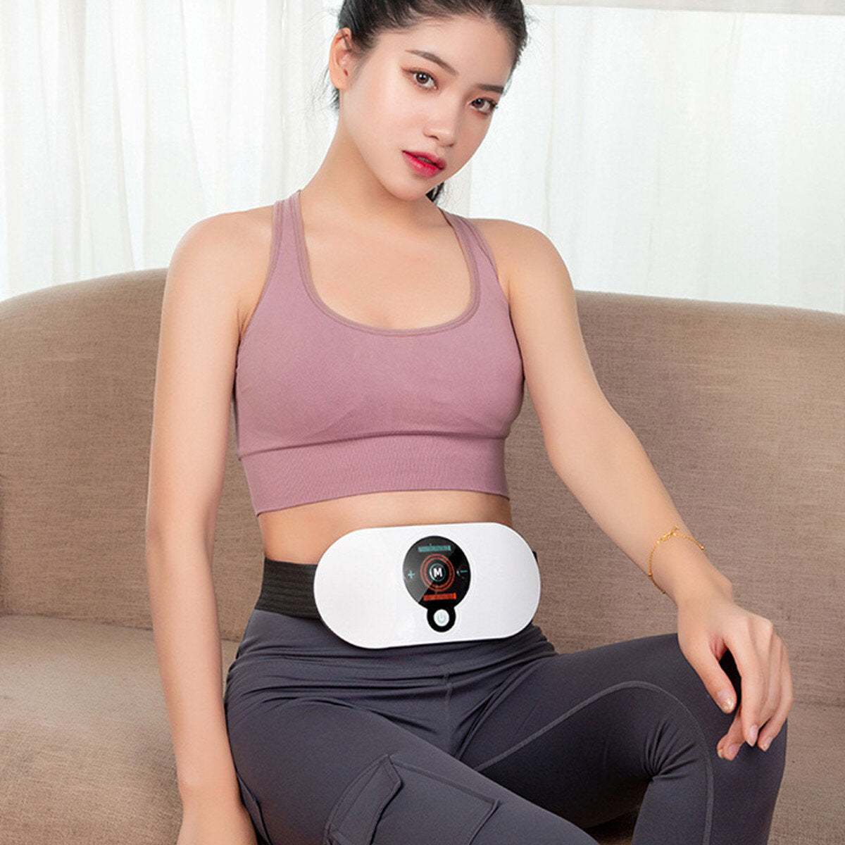 Intelligent Far-infrared Heat Compress Pulse Cellulite Massager 9-level Vibration Intensity Fat Burning Abdominal Massager Electric Losing Weight Belt