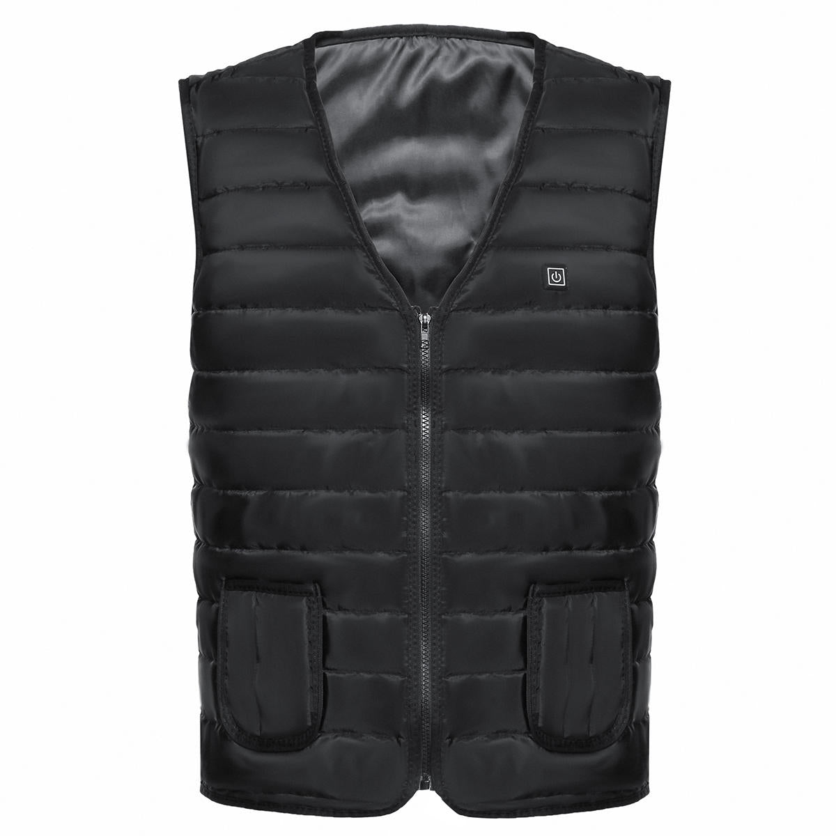45C Men Women Electric Heated Vest USB Powered Fleece Waistcoat Fast Heating Jacket Clothing Black