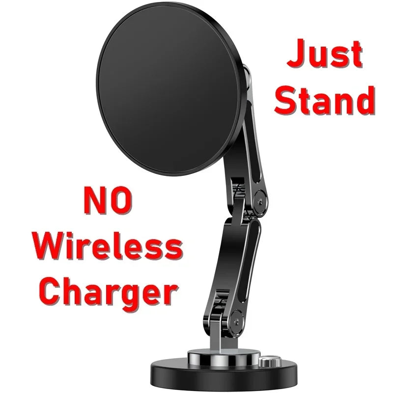 15W Magnetic Car Wireless Charger 360° Fold-able Stand for iPhone & Samsung