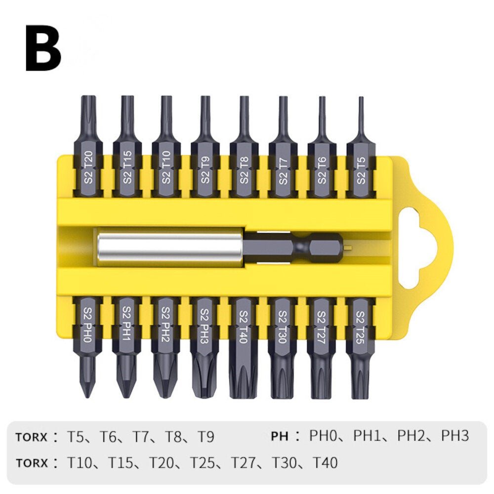 1/4 Inch Hex Shank 17 In 1 Screwdriver Bits Alloy Steel Connecting Rod Cross Slotted Hexagon Socket Screwdriver Bit Set