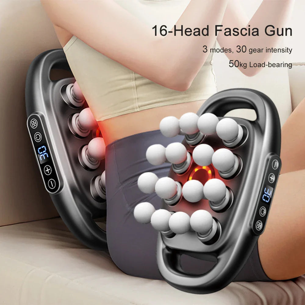 16-Head Fascia Massage Gun, High-Frequency Vibration for Back, Waist, Neck, and Shoulder Muscles